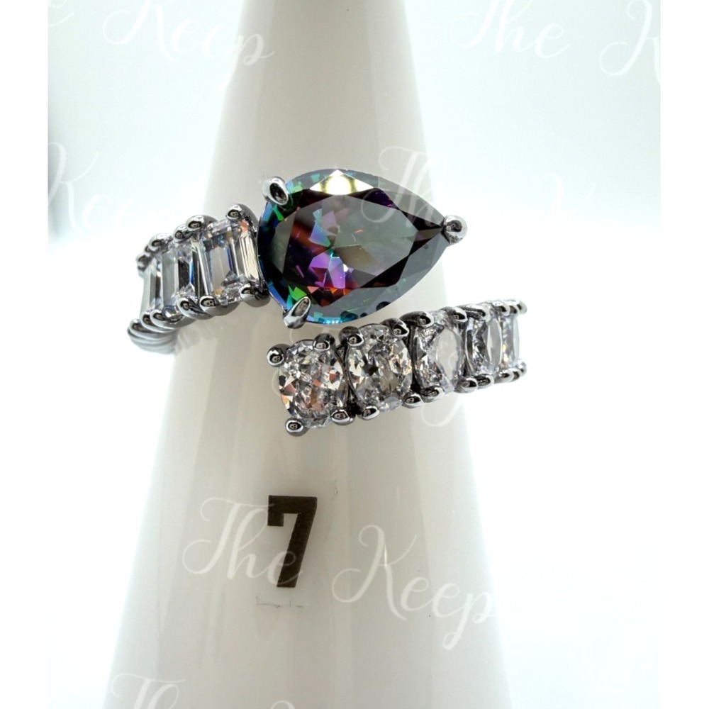 Bomb Party June Ring RG76580 Midnight Teardrop Alexandrite Hematite Size 7